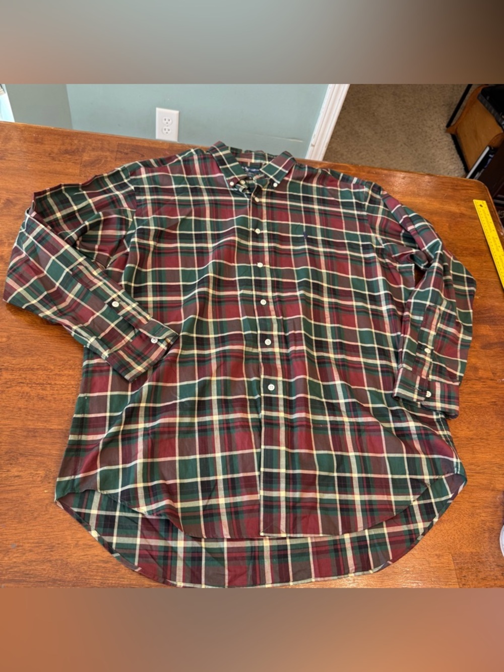 Vintage Polo Ralph Lauren Blake Shirt Large Red Green Plaid 90s Christmas Pony